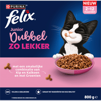 Felix Dubbel Zo Lekker Junior kip, kalkoen, melk en groenten natvoer voor katten - 800 gram
