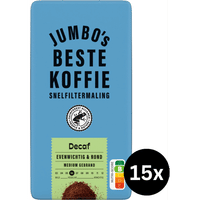 Jumbo's Beste koffie snelfiltermaling ontkoffeïneerd - 15 x 500 g