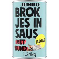 Jumbo Volwassen brokjes in saus met rund natvoer voor honden - 1,24 kg
