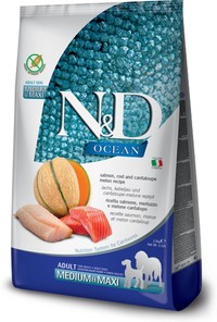 Farmina N&D Ocean Adult Medium & Maxi Zalm, Kabeljauw & Meloen hondenbrokken - 2,5 kg