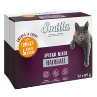 Smilla Hairball adult kalkoen en sperziebonen met groenten natvoer voor katten - 1,02 kg
